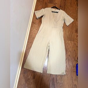 Everlane 100% European Flax Linen Wrap Jumpsuit – Size 0 Neutral Wide Leg